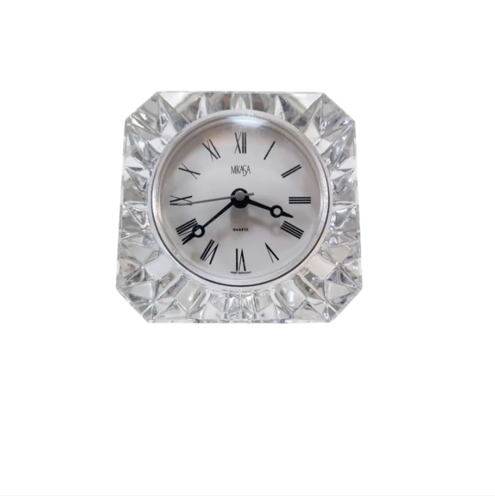 Vintage Mikasa Crystal Square Mantel Clock Excellent Condition Luxury Glass